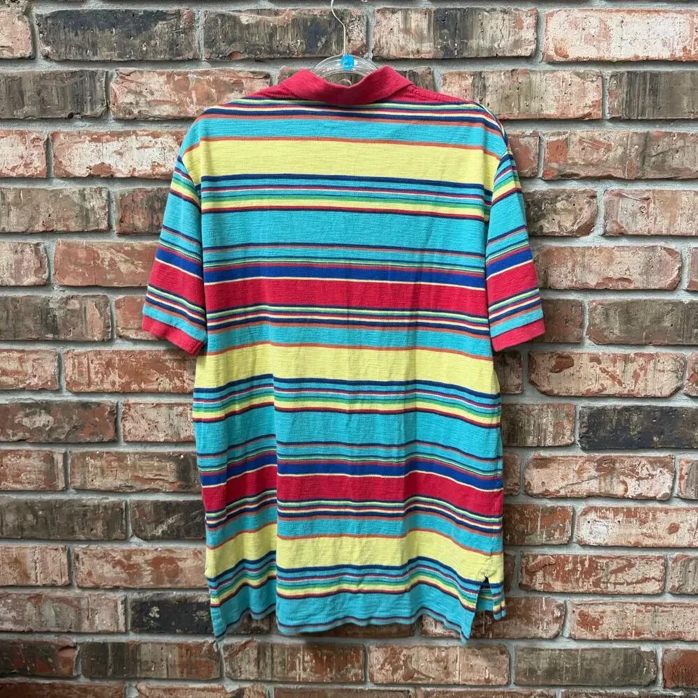 Ralph Lauren Striped Mens Polo Shirt Size XL Colorful Stripe Short Sleeve Preppy